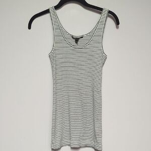 Banana Republic Green and White Ribbed Fitted Tank Top